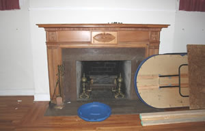 The original old fireplace was redone.